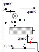 コンパウンド圧縮機二段圧縮一段膨張の中間冷却器概略図