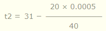 t2を求める式に数値代入
