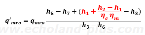 バイパス冷媒循環量 q'mro を用いて q'mrk を求める式の赤字部分（h'2）表記