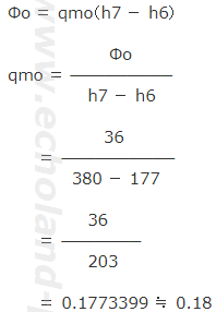 平成18年度1種冷凍講習検定試験問2 満液式蒸発器冷凍装置冷凍能力qmroの式（数値代入）