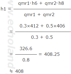  h1を表す式に数値代入