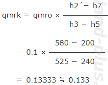 熱収支からqmrkを求める式に数値代入。