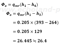 冷凍能力Φoを求める式に数値代入