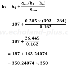 熱収支から導き出したh7を求める式に数値代入