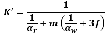 汚れ係数 fが3倍になったときの熱通過率を k'とすると、