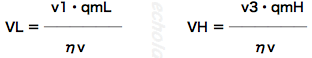 ピストン押しのけ量VLとVHの式