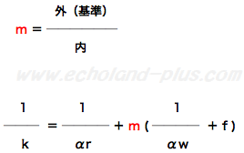 水冷シェルアンドチューブ凝縮器（ローフィンチューブ）有効内外面積比式
