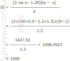 Diを求める式へ数値代入。