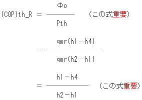冷凍の原理3のCOPの式