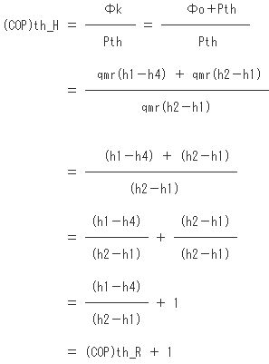 理論冷凍サイクル成績係数 (COP)th_Hの式2