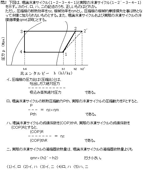 2種冷凍平成15年度学識問2