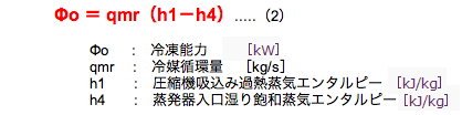Φo＝qmr（h1－h4）…（2）式