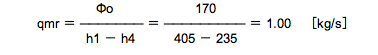 Φo ＝ qmr（h1 － h4）...(2)式変形数値代入